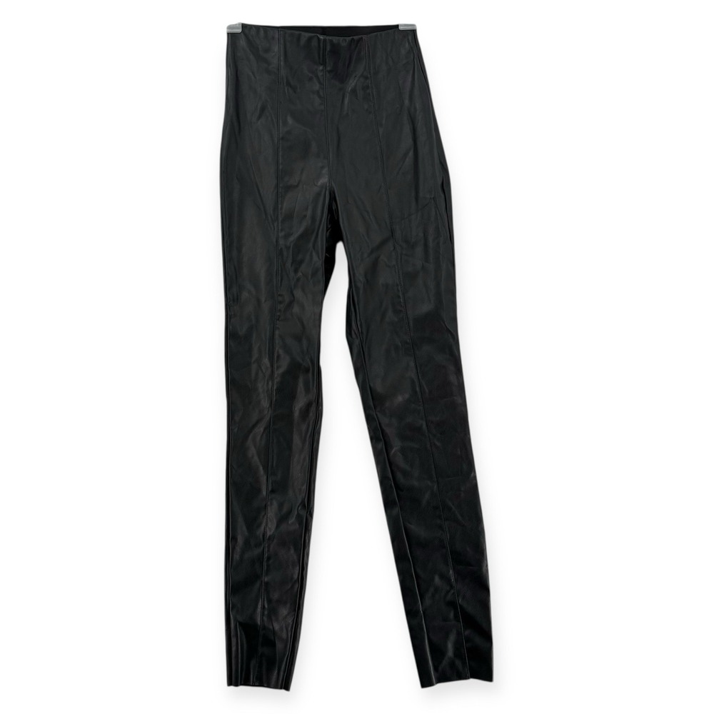 H&M Faux Leather Leggings Womens 2 High Waist Slim Fit Stretch Black‎ Pants NWT